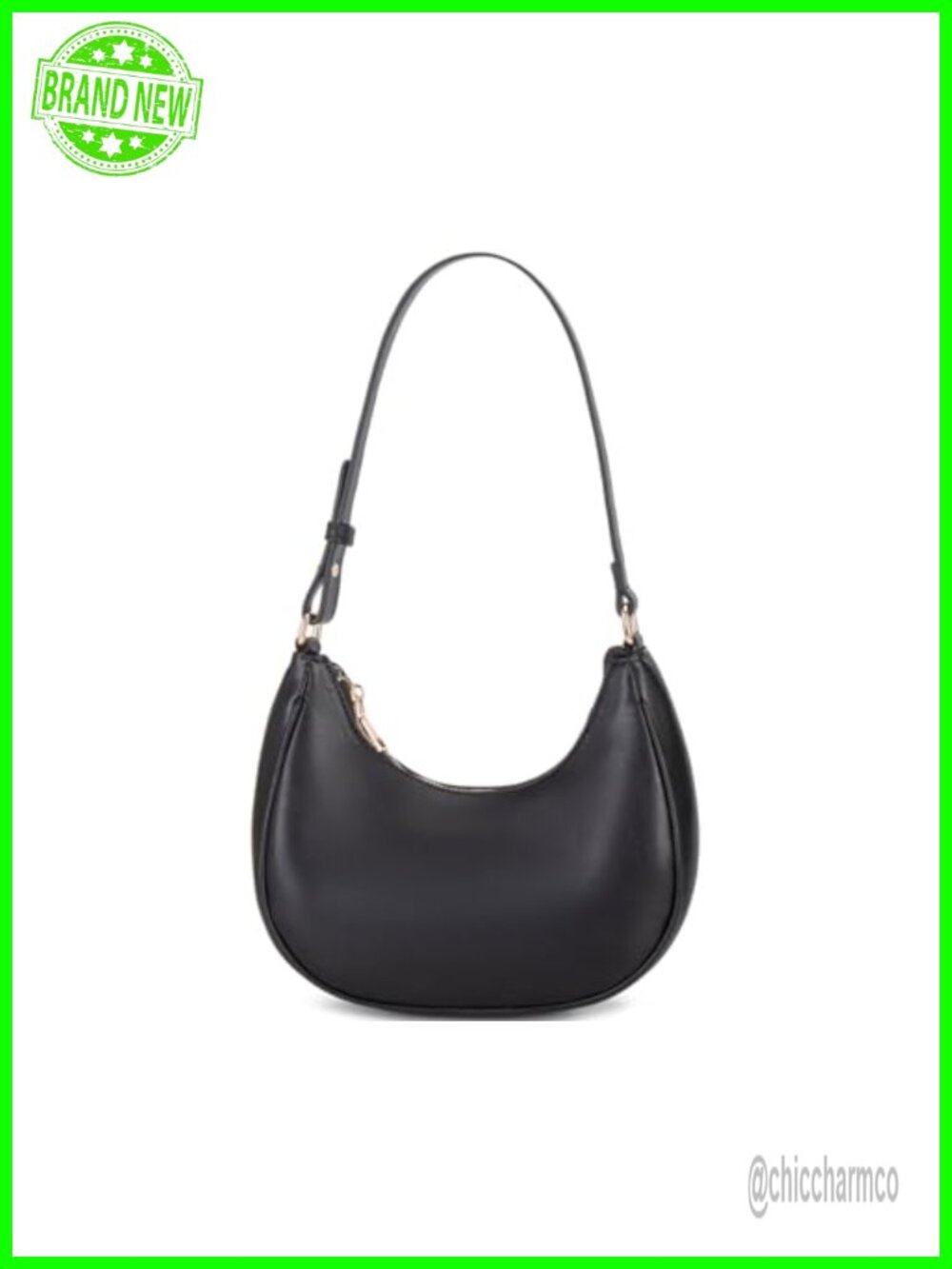 PU Leather Crescent Hobo Shoulder Bag Mini Clutch Purse Zipper Closure